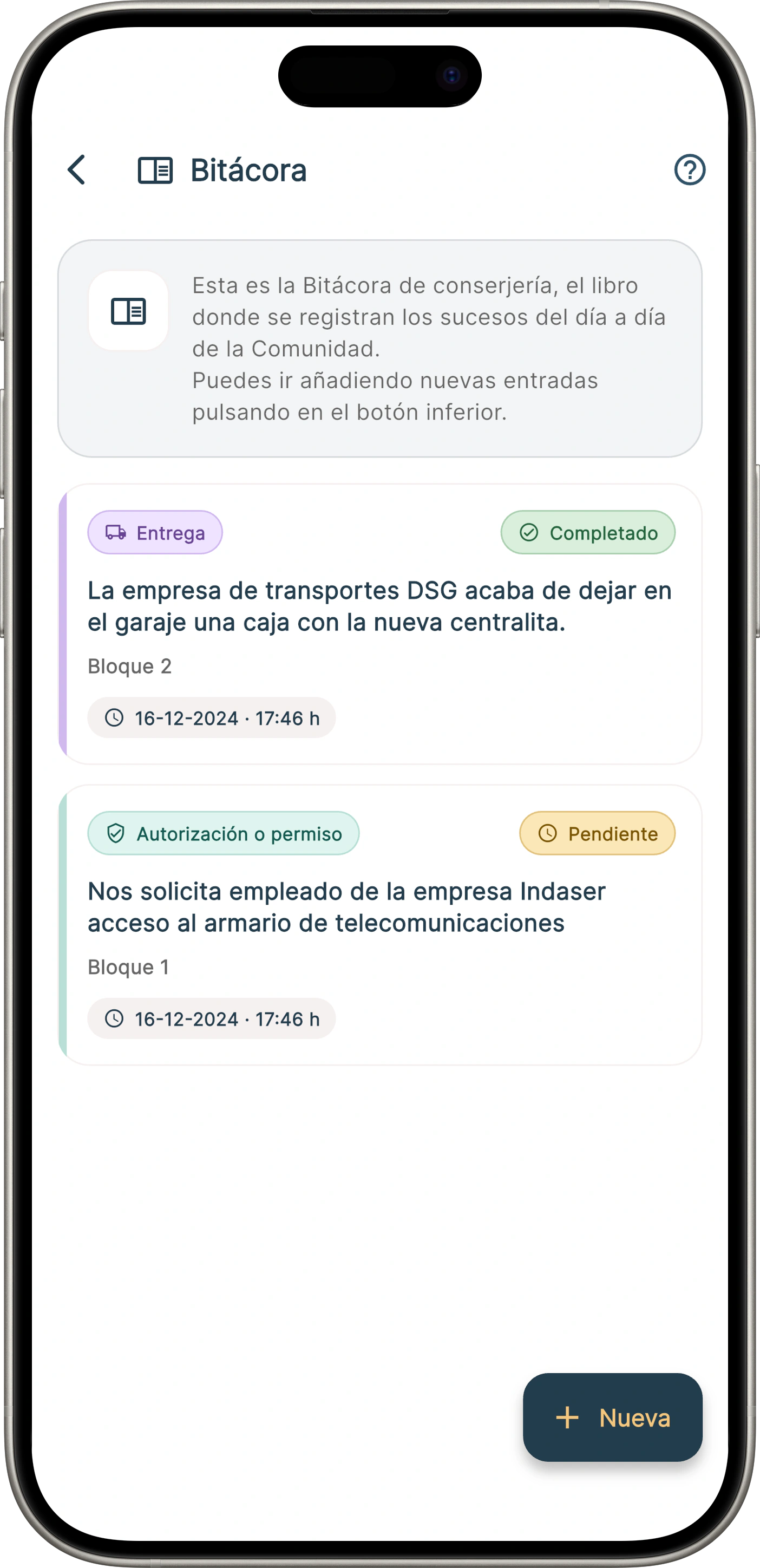 Bitácora de conserjería