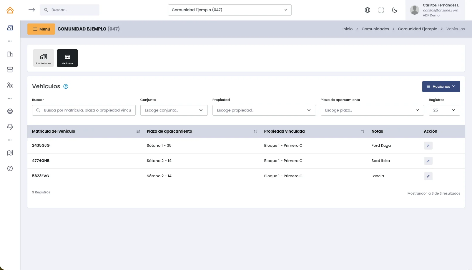 Assigning an access permission to a person in the Onzane panel