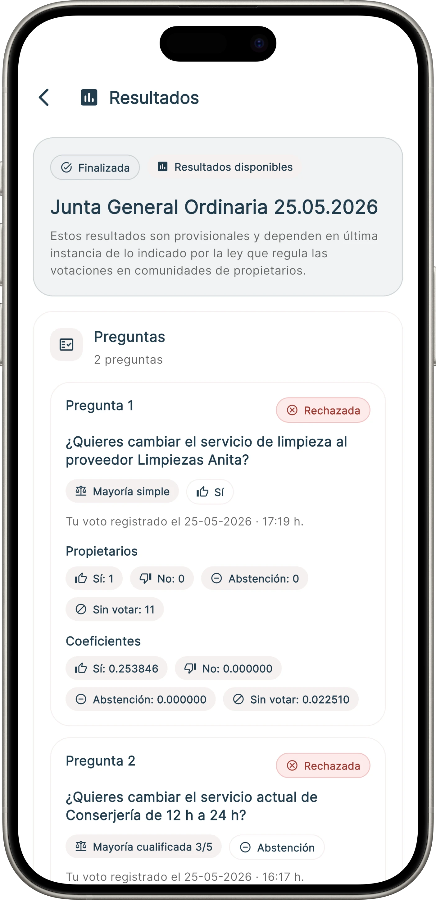 Pantalla do módulo de votacións online